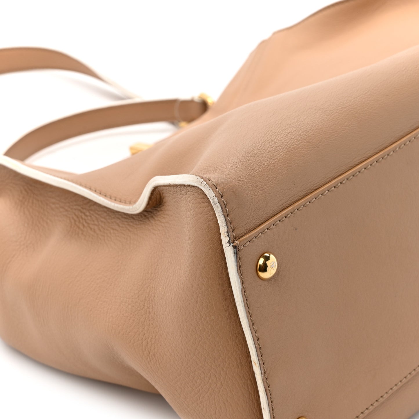 Vitello Seta Burro Large Peekaboo Iconic Satchel Cuoio Cobalto