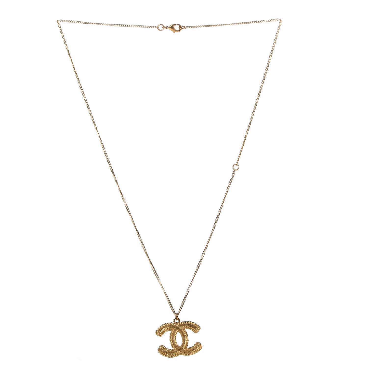 Chanel Metal CC Necklace Matte Gold 3 of 5