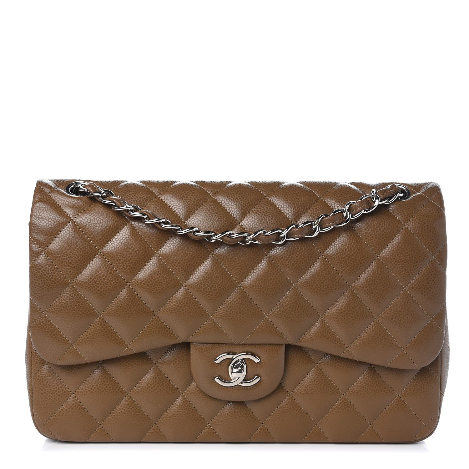 Chanel Caviar Quilted Jumbo Double Flap Dark Beige 1 of 8