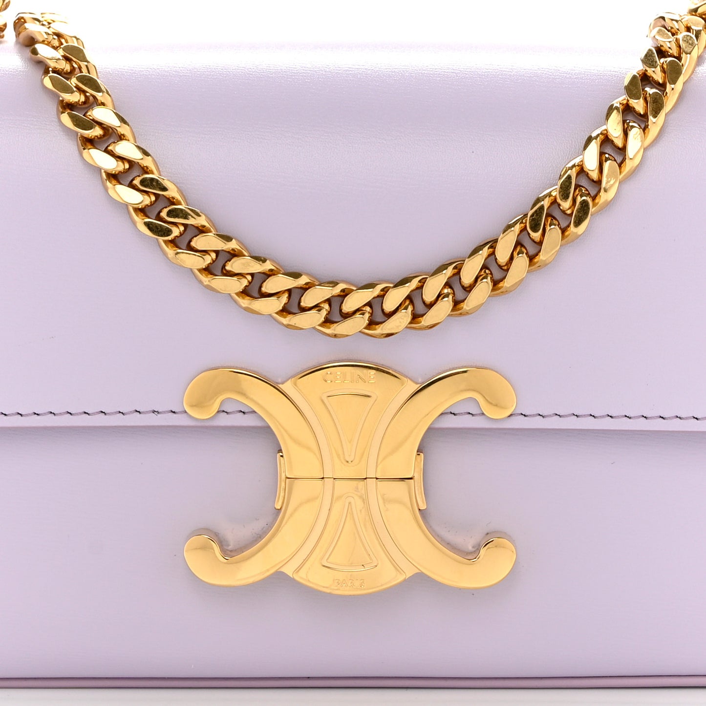 Shiny Calfskin Triomphe Chain Shoulder Bag Light Lavender
