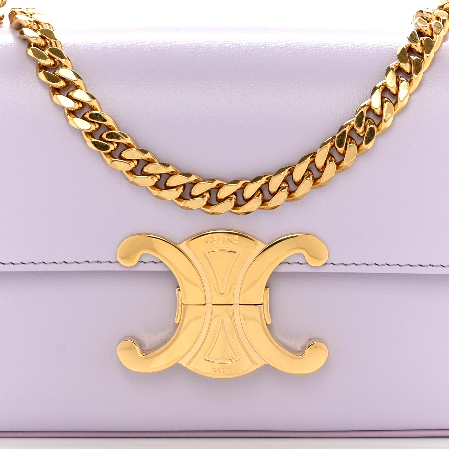 Celine Shiny Calfskin Triomphe Chain Shoulder Bag Light Lavender 9 of 11
