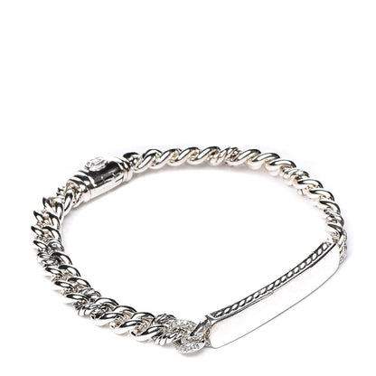 David Yurman Sterling Silver Diamond 7mm Petite Pave Curb Link ID Bracelet 1 of 5