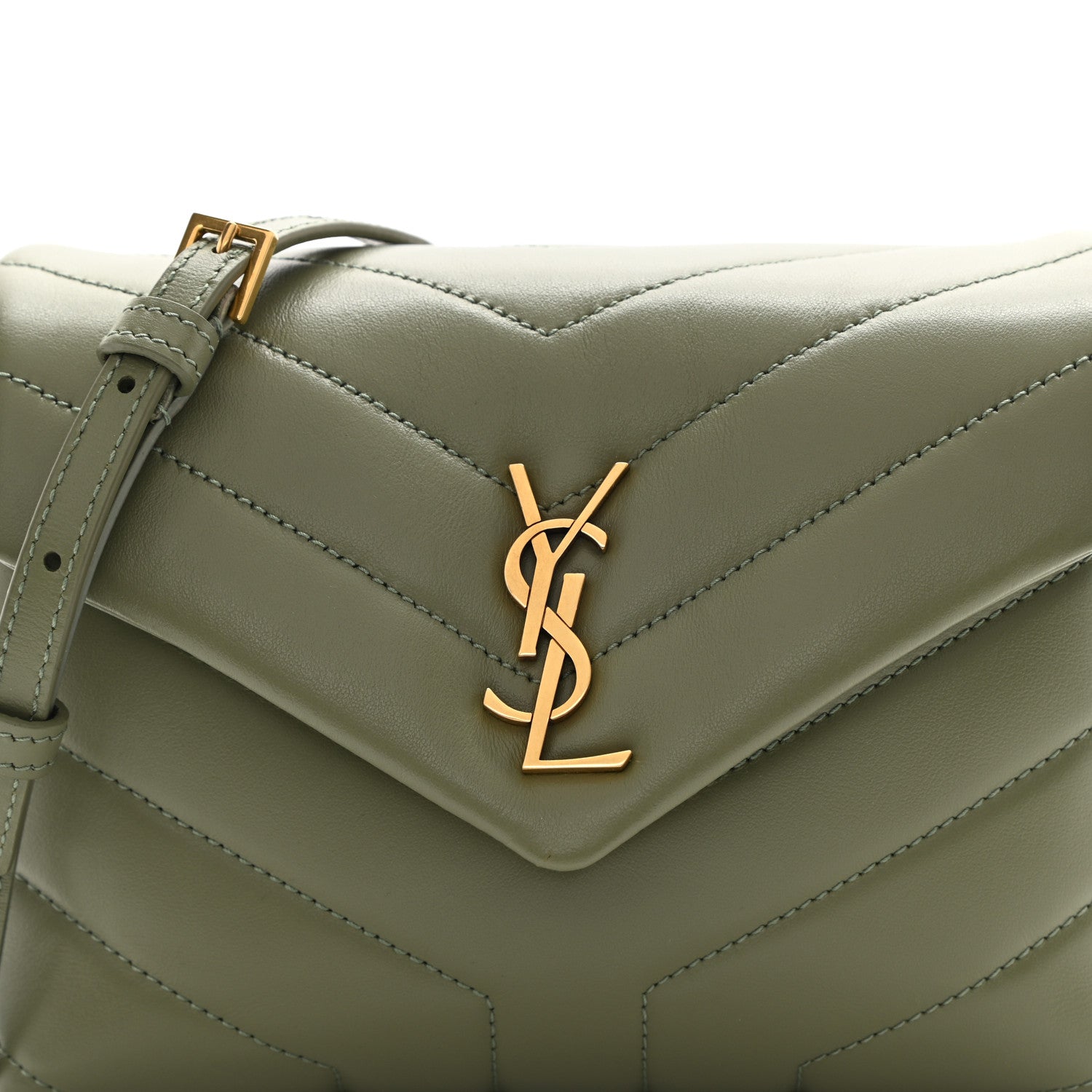 Saint Laurent Calfskin Y Quilted Monogram Toy Loulou Crossbody Bag Light Sage 9 of 10