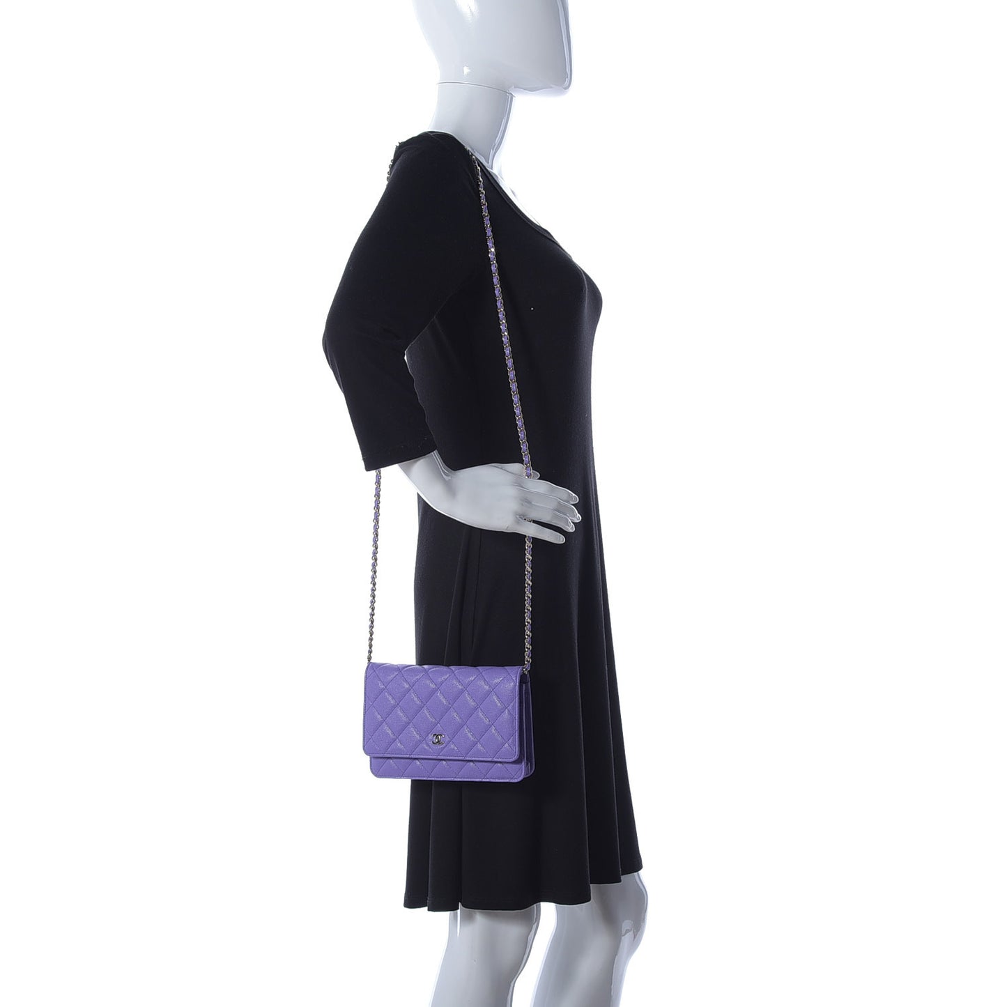 Caviar Quilted Wallet On Chain WOC Purple