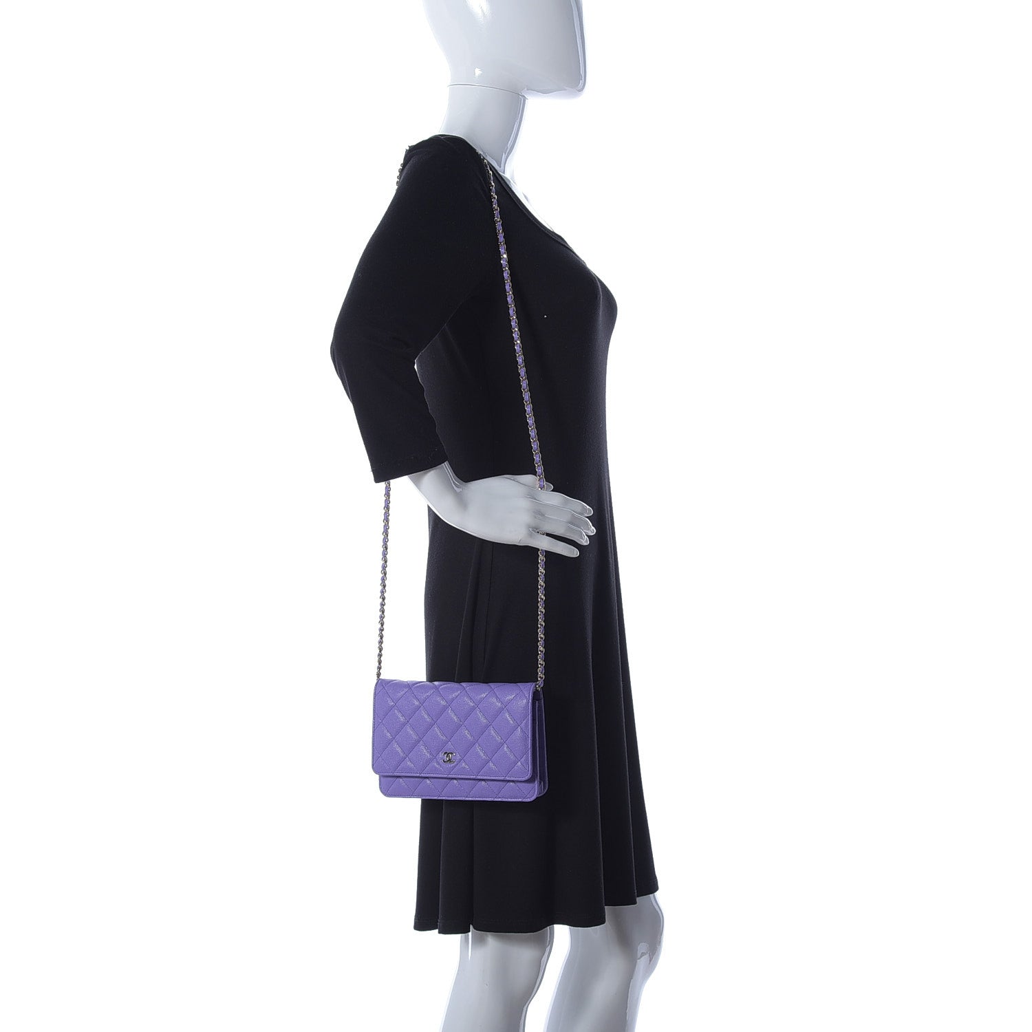 Chanel Caviar Quilted Wallet On Chain WOC Purple 2 of 12