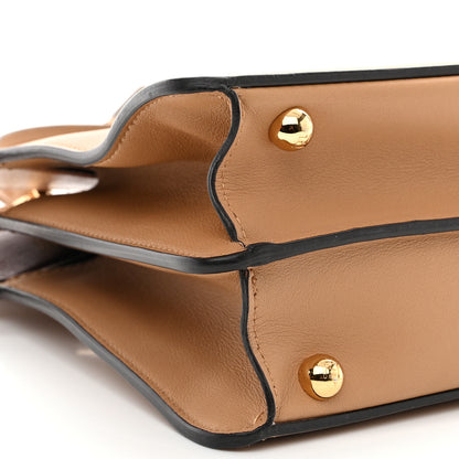 Fendi Vitello Seta Nappa Bi-Color Small Peekaboo I SEE U Satchel Miele Scuro Light Rose Ghianda 9 of 10