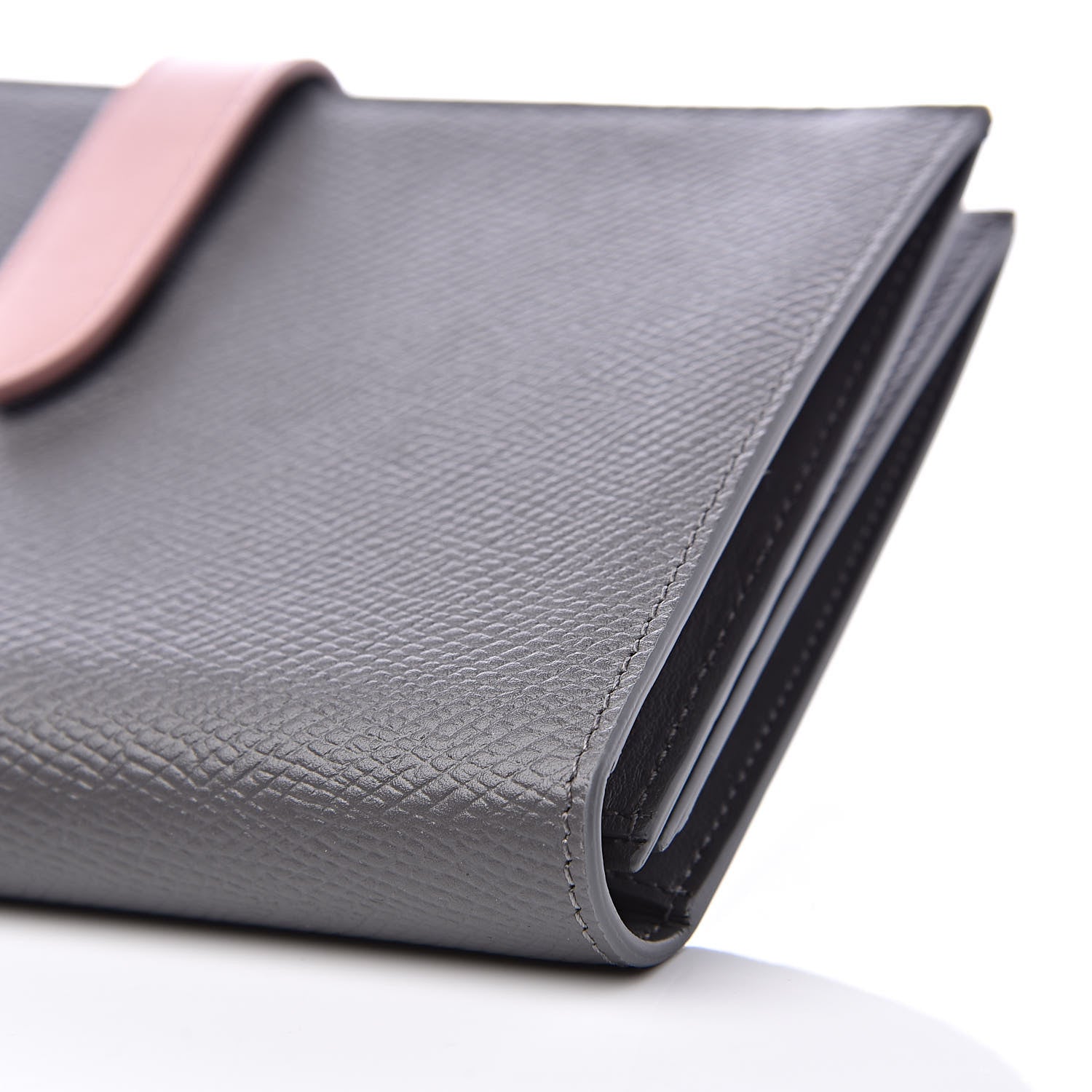 Celine Grained Calfskin Large Multifunction Strap Wallet Grey Vintage Pink 8 of 10