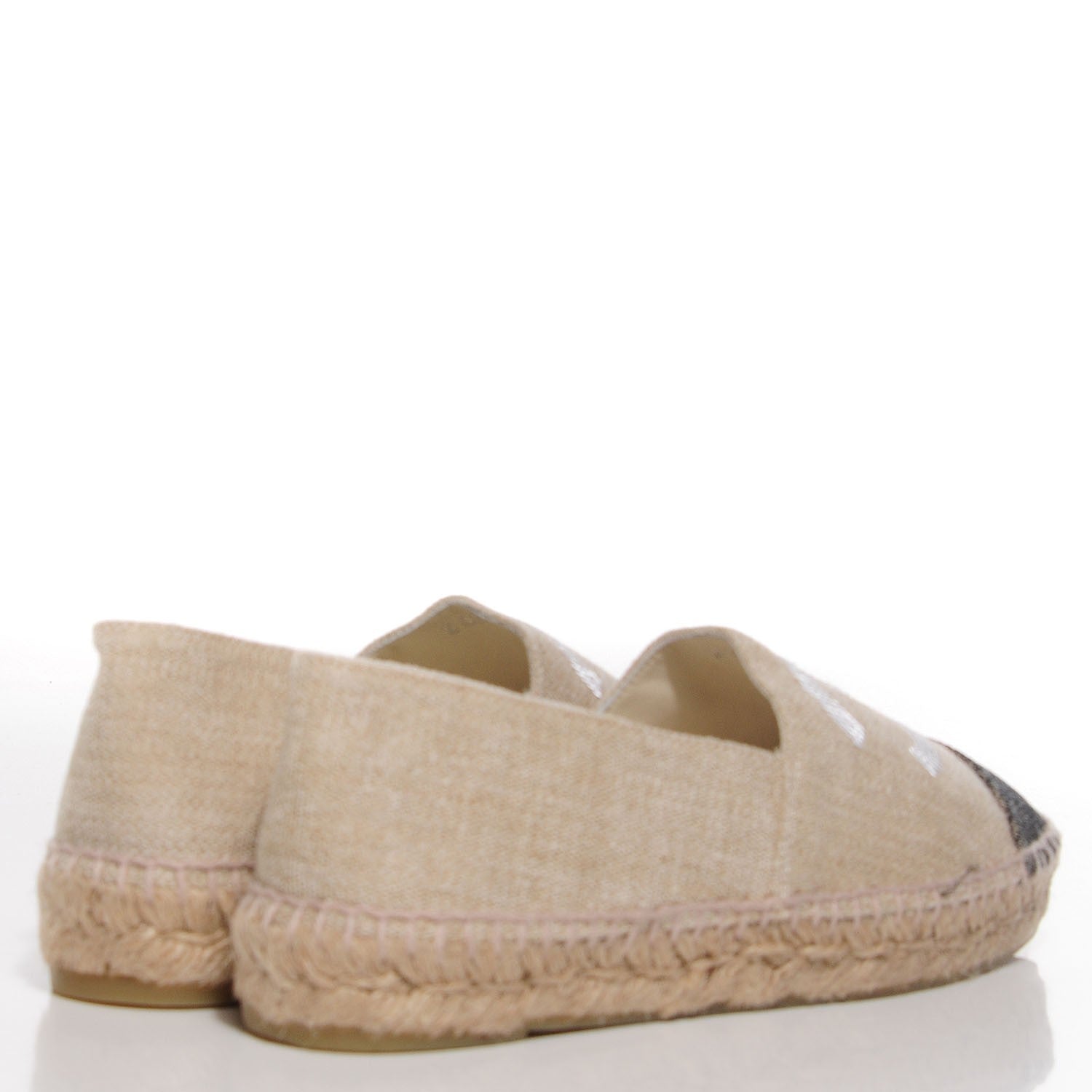 Chanel Toile Sequin CC Espadrilles 39 Beige Black 4 of 7