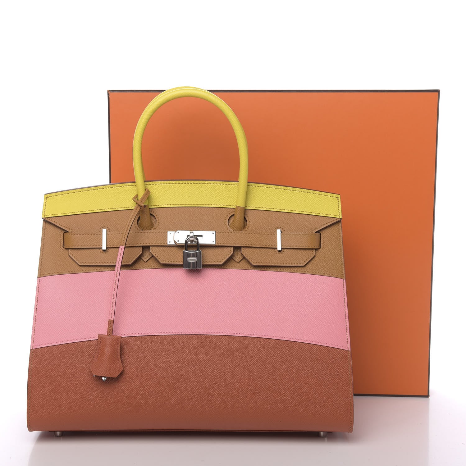 Hermes Epsom Sunrise Birkin Sellier 35 Lime Sesame Rose Confetti Terre Battue 11 of 11