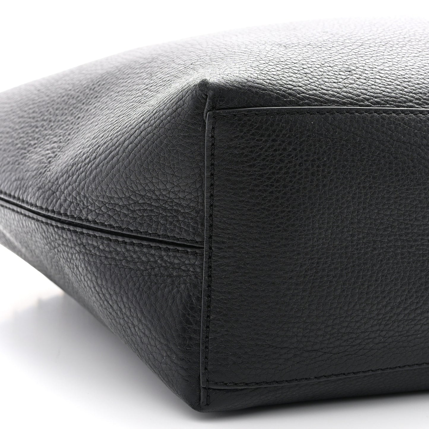 Grained Calfskin Rockstud Shoulder Tote Black