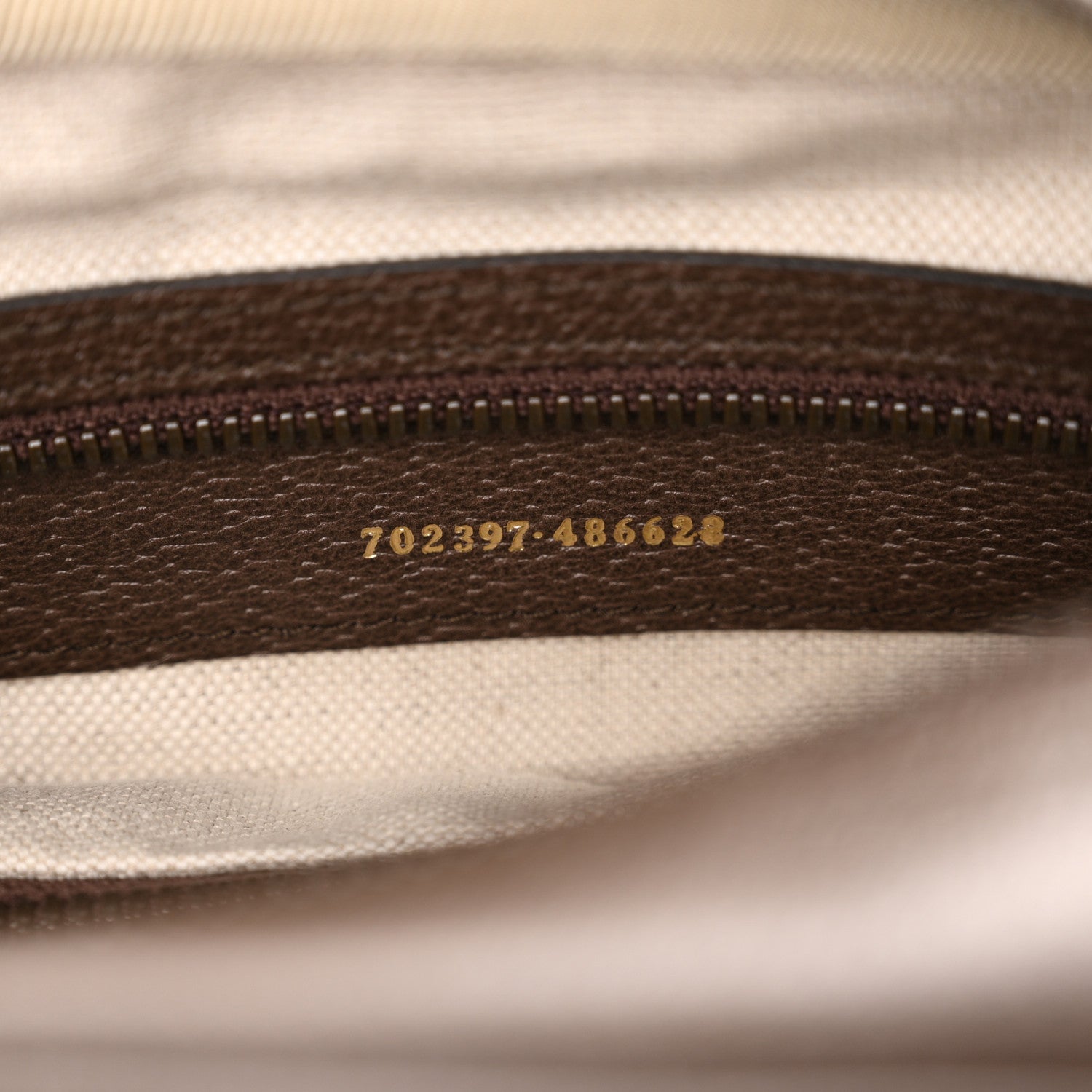 Gucci X ADIDAS Crystal Vintage Monogram Textured Dollar Calfskin Web Trefoil Logo Mini Bowling Bag Mid Natural Nut Off White New Acero 7 of 11