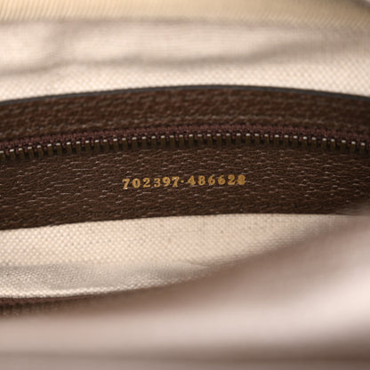 Gucci X ADIDAS Crystal Vintage Monogram Textured Dollar Calfskin Web Trefoil Logo Mini Bowling Bag Mid Natural Nut Off White New Acero 7 of 11