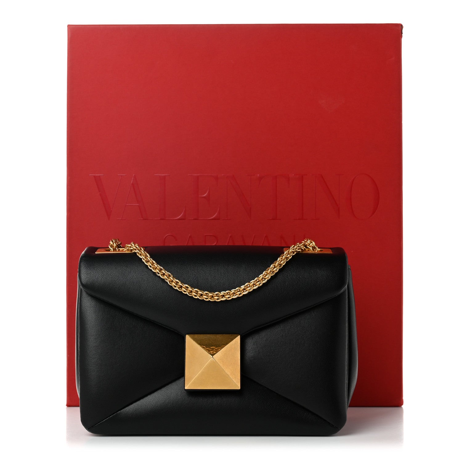 Valentino Garavani Nappa One Stud Chain Clutch Black 1971761