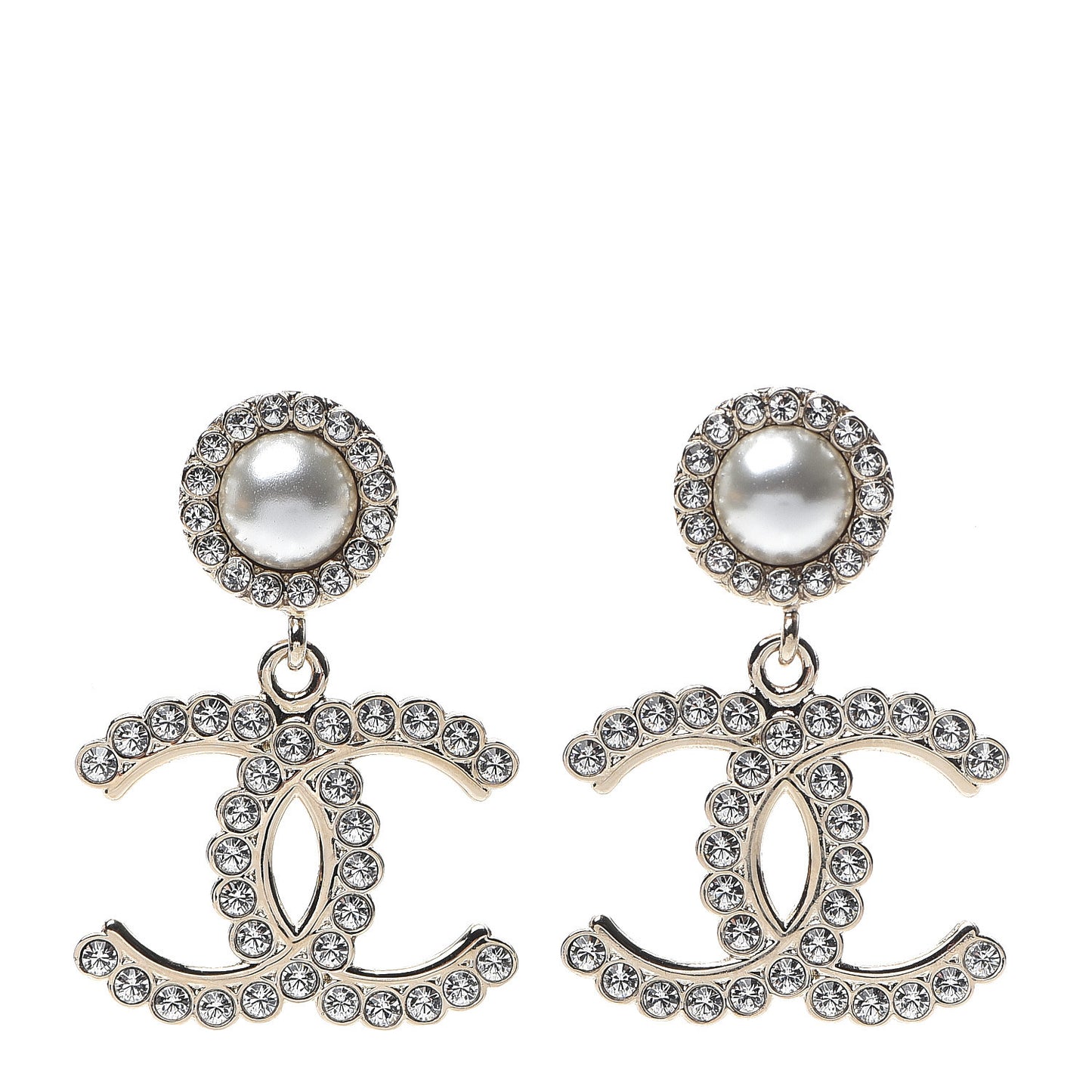 Crystal Pearl Bow-tiful CC Drop Earrings Gold