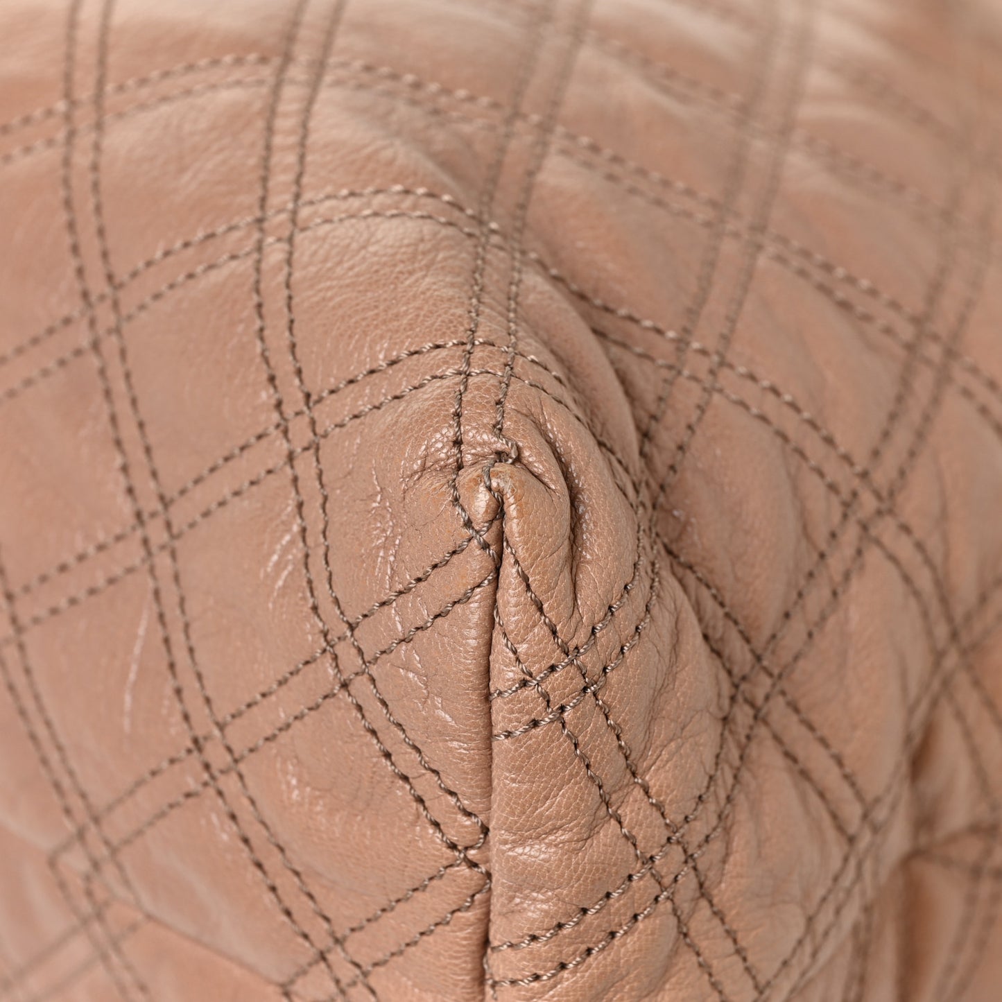 Calfskin Quilted Rio Satchel Tote Bag Brown