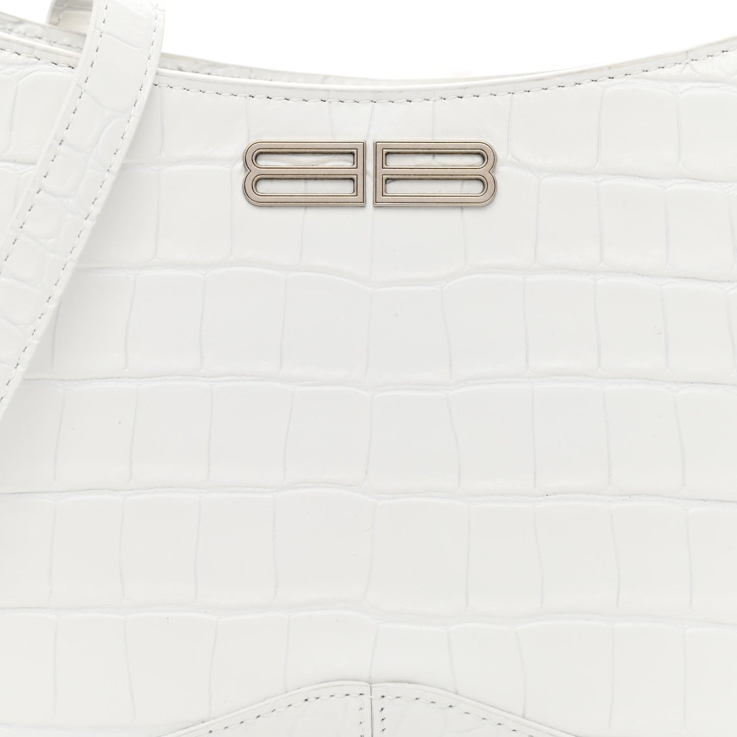 Shiny Super Supple Calfskin Crocodile Embossed Small XX Bag Optic White