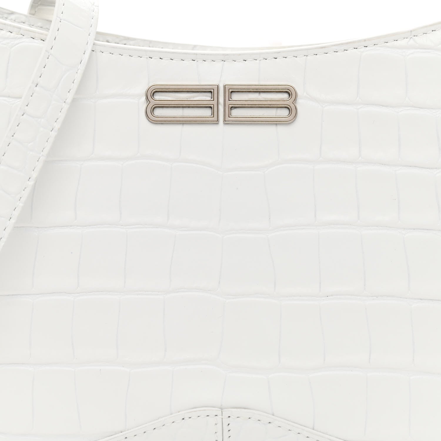 Balenciaga Shiny Super Supple Calfskin Crocodile Embossed Small XX Bag Optic White 8 of 10