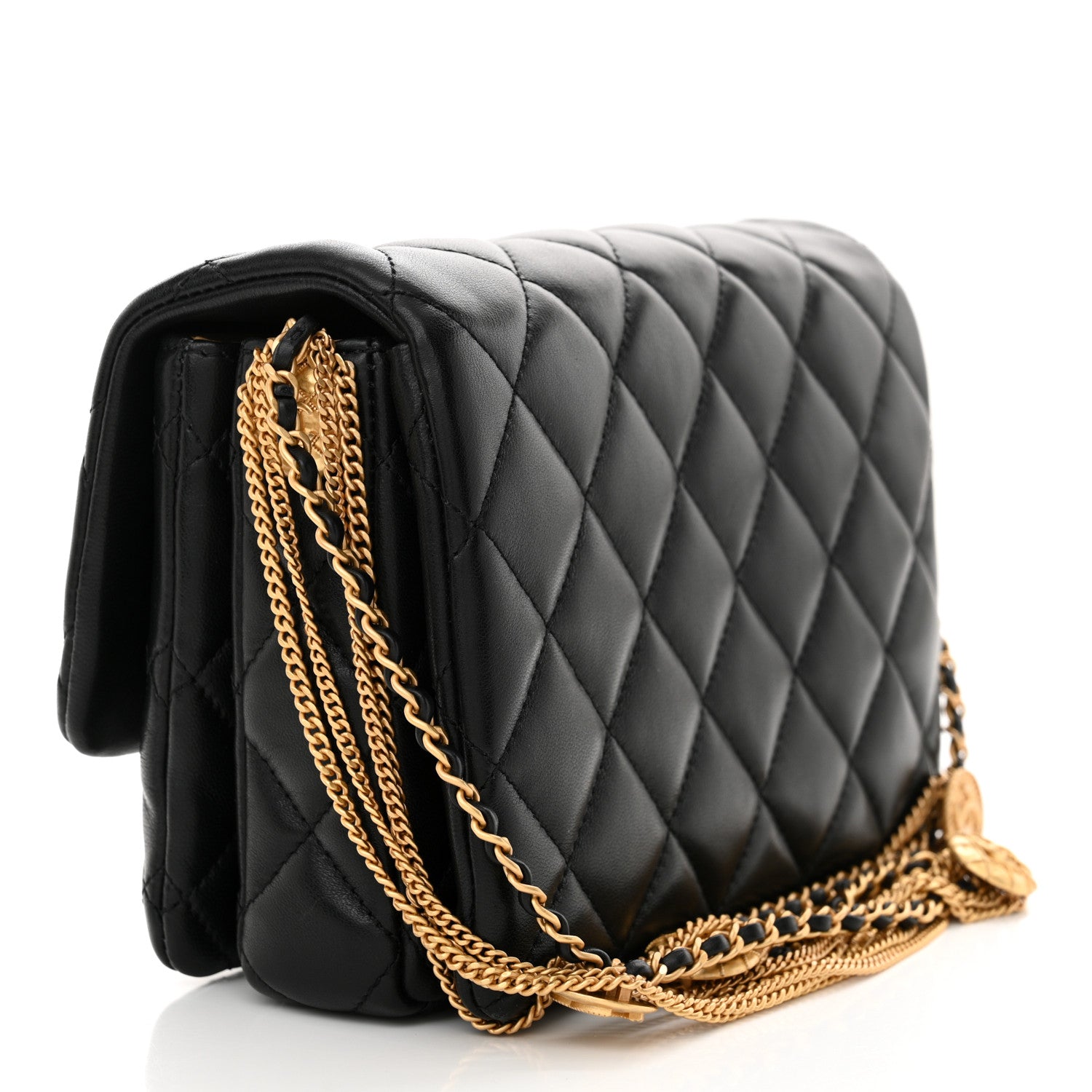 Chanel Lambskin Quilted Mini Medallion Multi Chain Flap Black 3 of 10