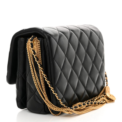 Chanel Lambskin Quilted Mini Medallion Multi Chain Flap Black 3 of 10