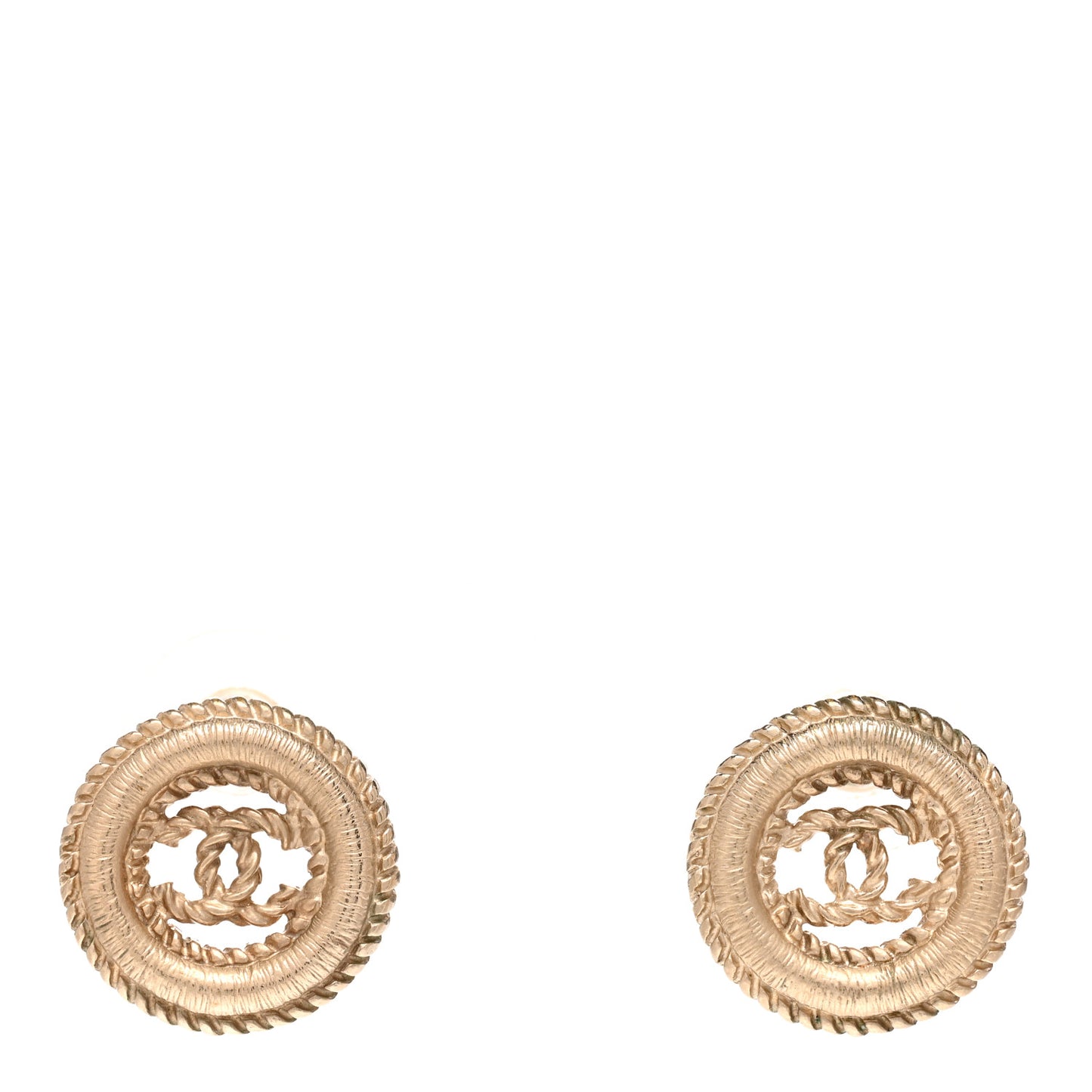 Twisted CC Round Earrings Gold