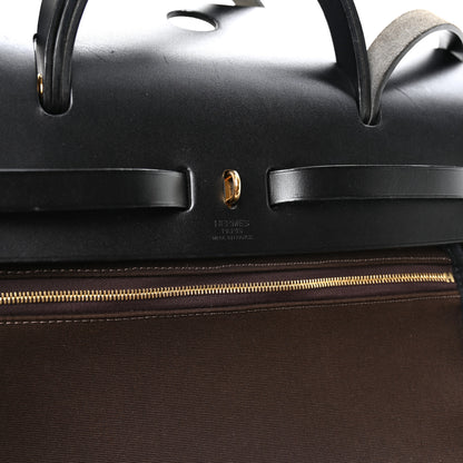Hermes Military Toile Vache Hunter Herbag Zip Retourne 31 PM Black Ebene 7 of 11