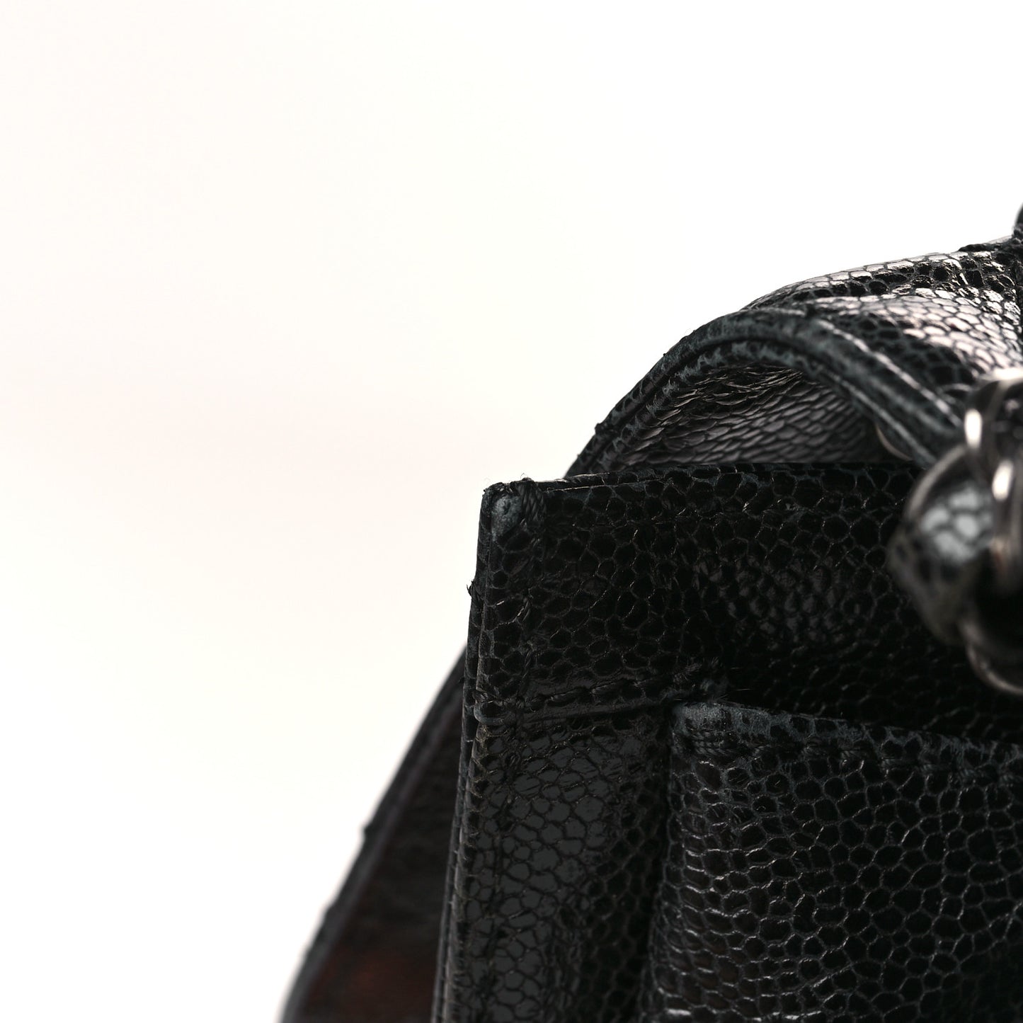 Crumpled Grained Calfskin Jumbo CC Crave Flap Black