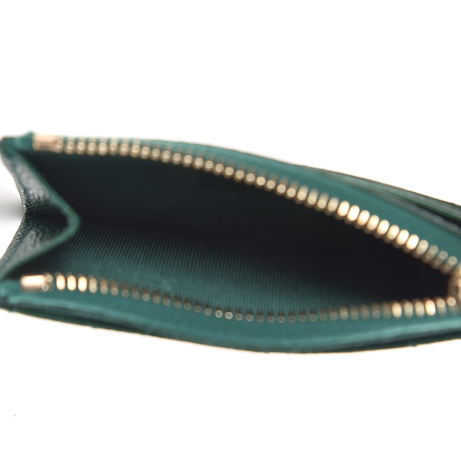 Chanel Metallic Caviar Quilted CC Zip Card Holder Green 5 of 8