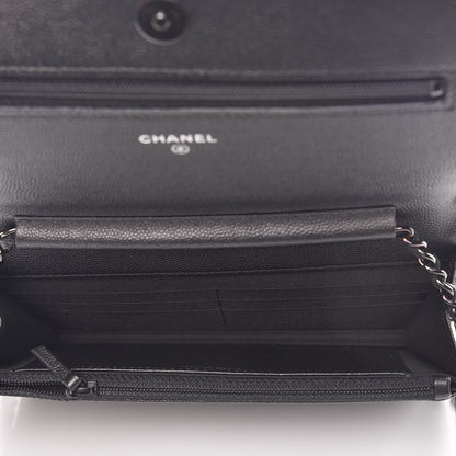 Chanel Caviar Quilted Boy Wallet On Chain WOC So Black 5 of 10