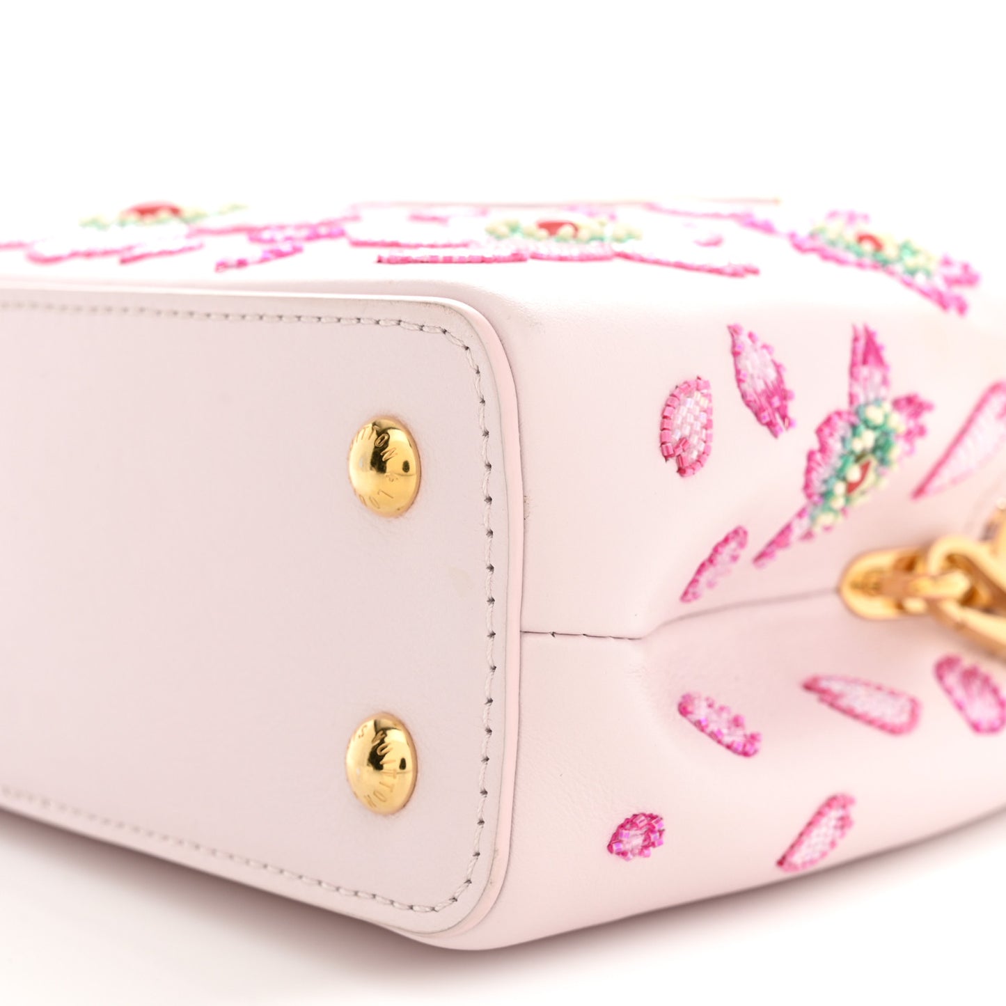 LV X TM Lambskin Beaded Embroidered Mini Cherry Blossom Capucines Pink