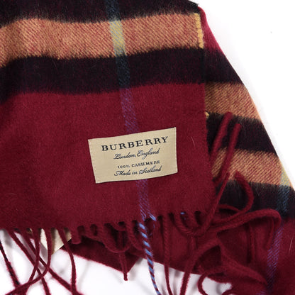 Burberry Cashmere Giant Check Fringe Scarf Burgundy 3 of 4