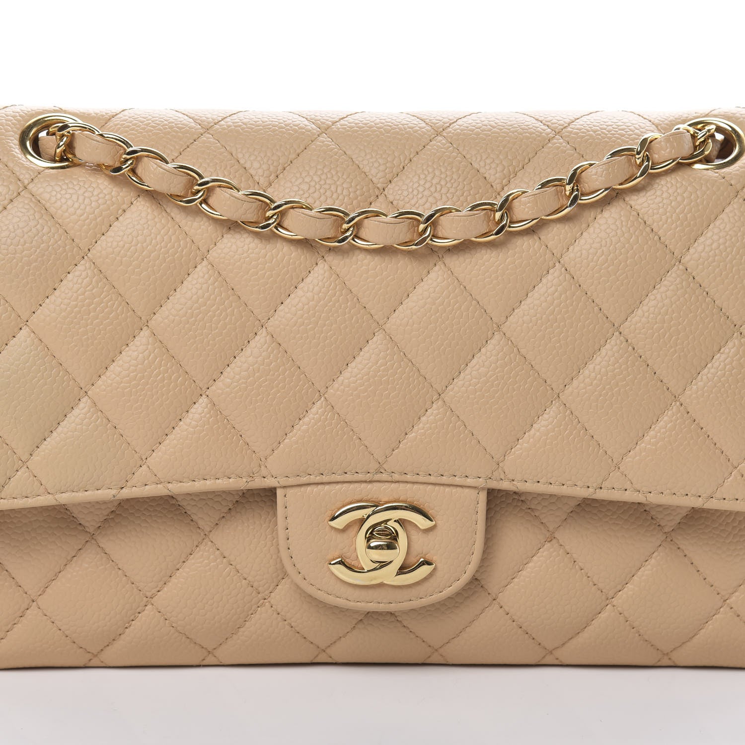 Chanel Caviar Quilted Medium Double Flap Beige 8 of 11