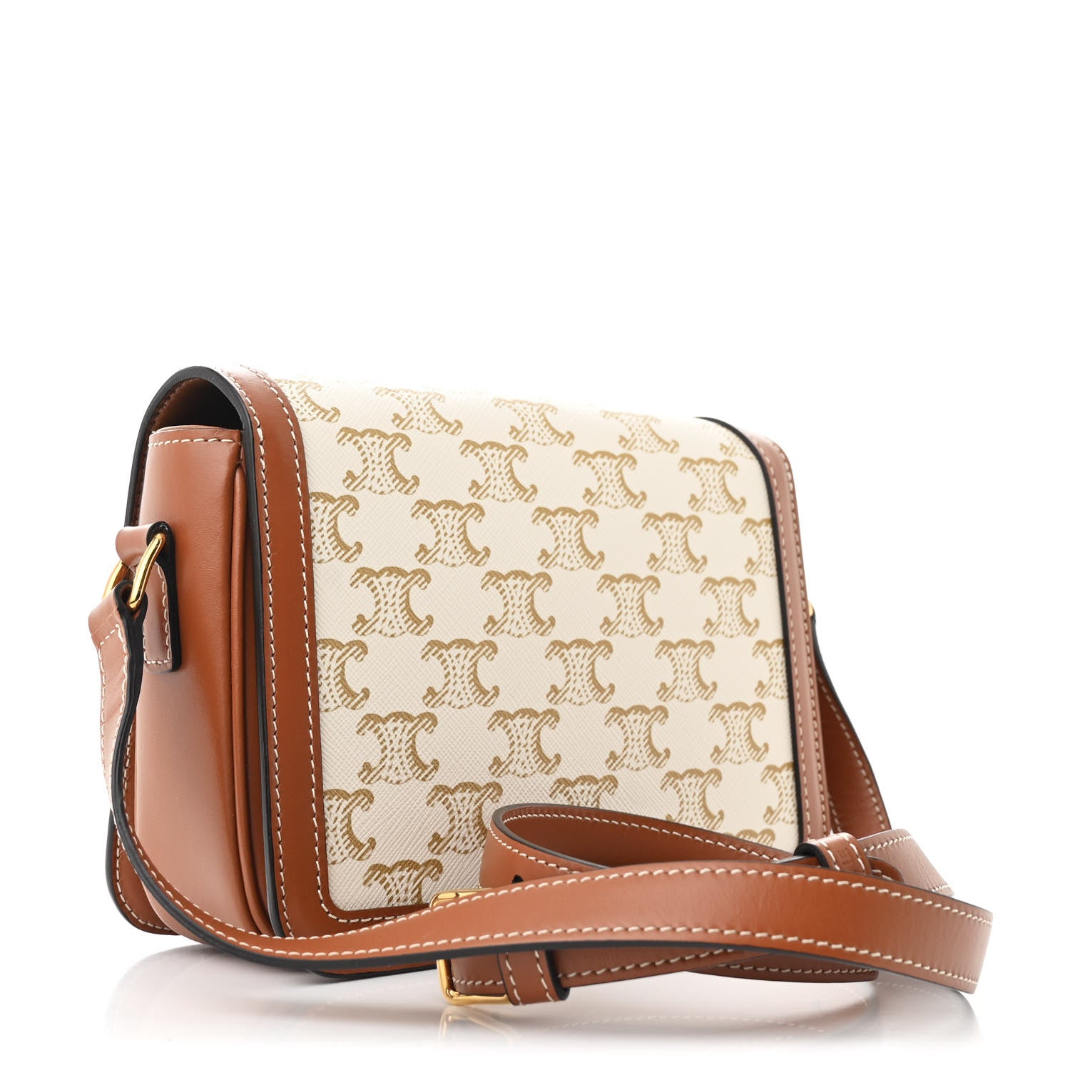 Celine Calfskin Triomphe Canvas Teen Triomphe Bag White 3 of 11
