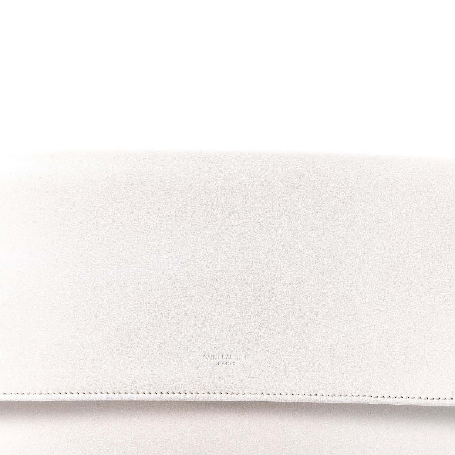 Saint Laurent Calfskin Diagonal Clutch White 9 of 9