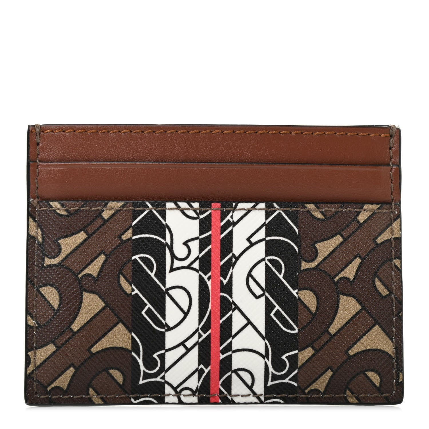 Burberry E-Canvas Monogram Stripe Card Case Bridle Brown 1 of 8