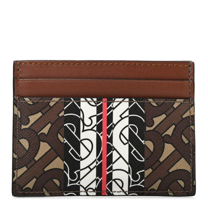 Burberry E-Canvas Monogram Stripe Card Case Bridle Brown 1 of 8