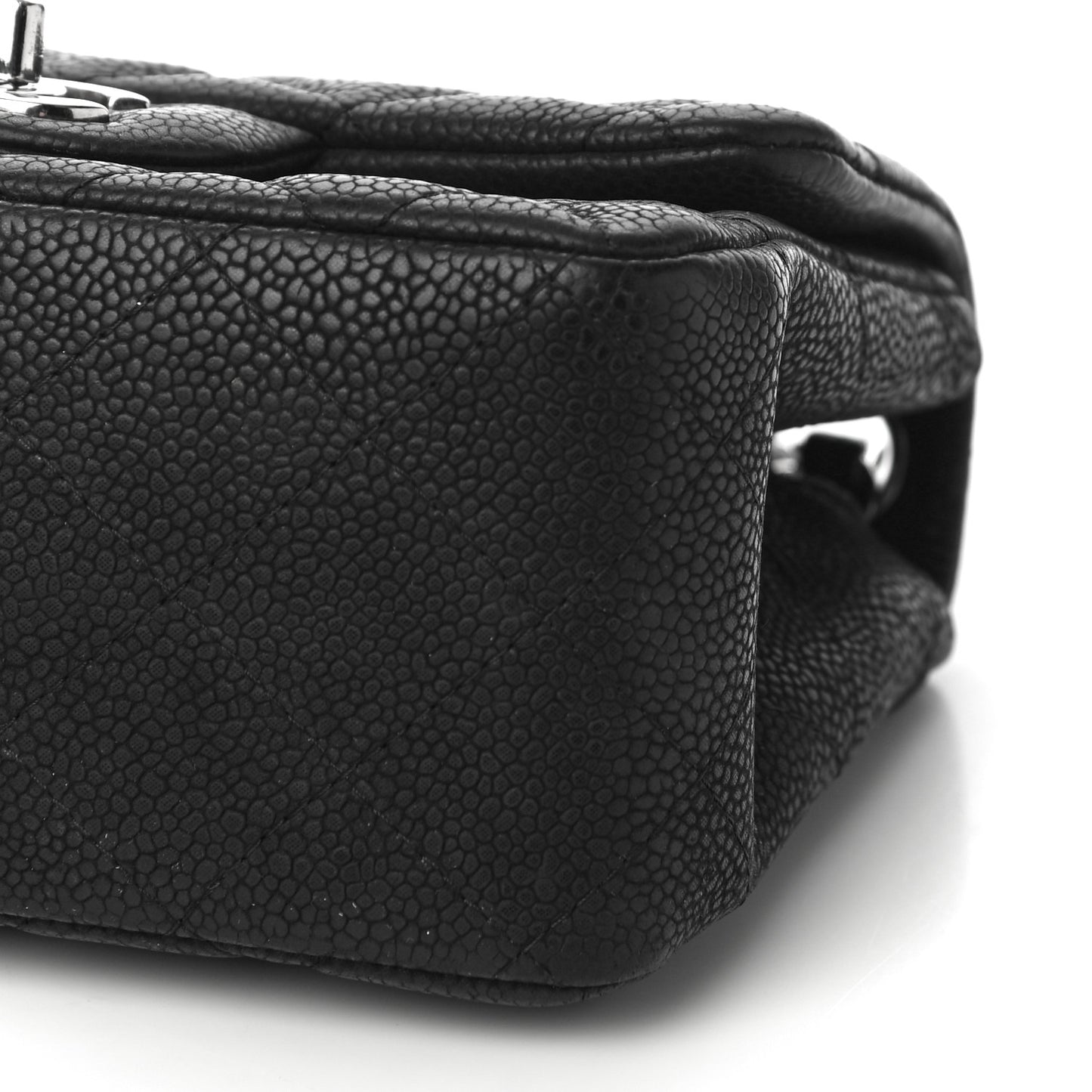 Iridescent Caviar Quilted Mini Square Flap Black