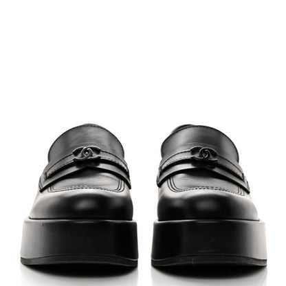 Chanel Calfskin CC Platform Loafers 37.5 Black 2 of 9