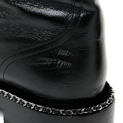 Chanel Crackled Calfskin Velvet Pearl Combat Short Boots 39 Black 14 of 19