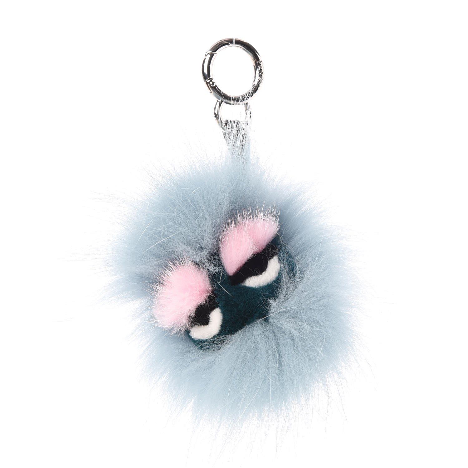 Fendi Fox Mink Rabbit Fur Vitello Flamingo Mini Monster Bag Bug Charm Lagoon Black Multicolor 1 of 5