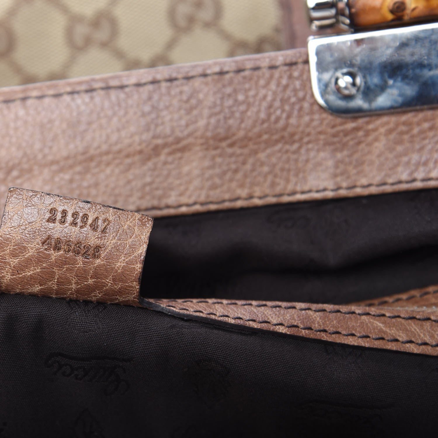 Gucci Monogram Medium Bamboo Bar Tote Brown 9 of 14