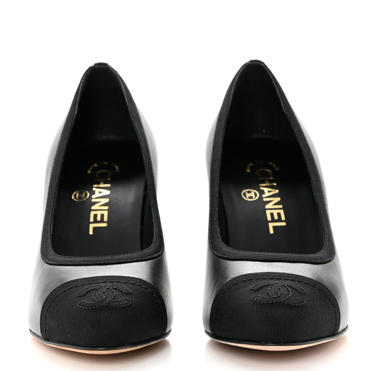 Lambskin Grosgrain Cap Toe CC Pumps 35.5 Black