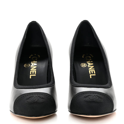 Chanel Lambskin Grosgrain Cap Toe CC Pumps 35.5 Black 2 of 9