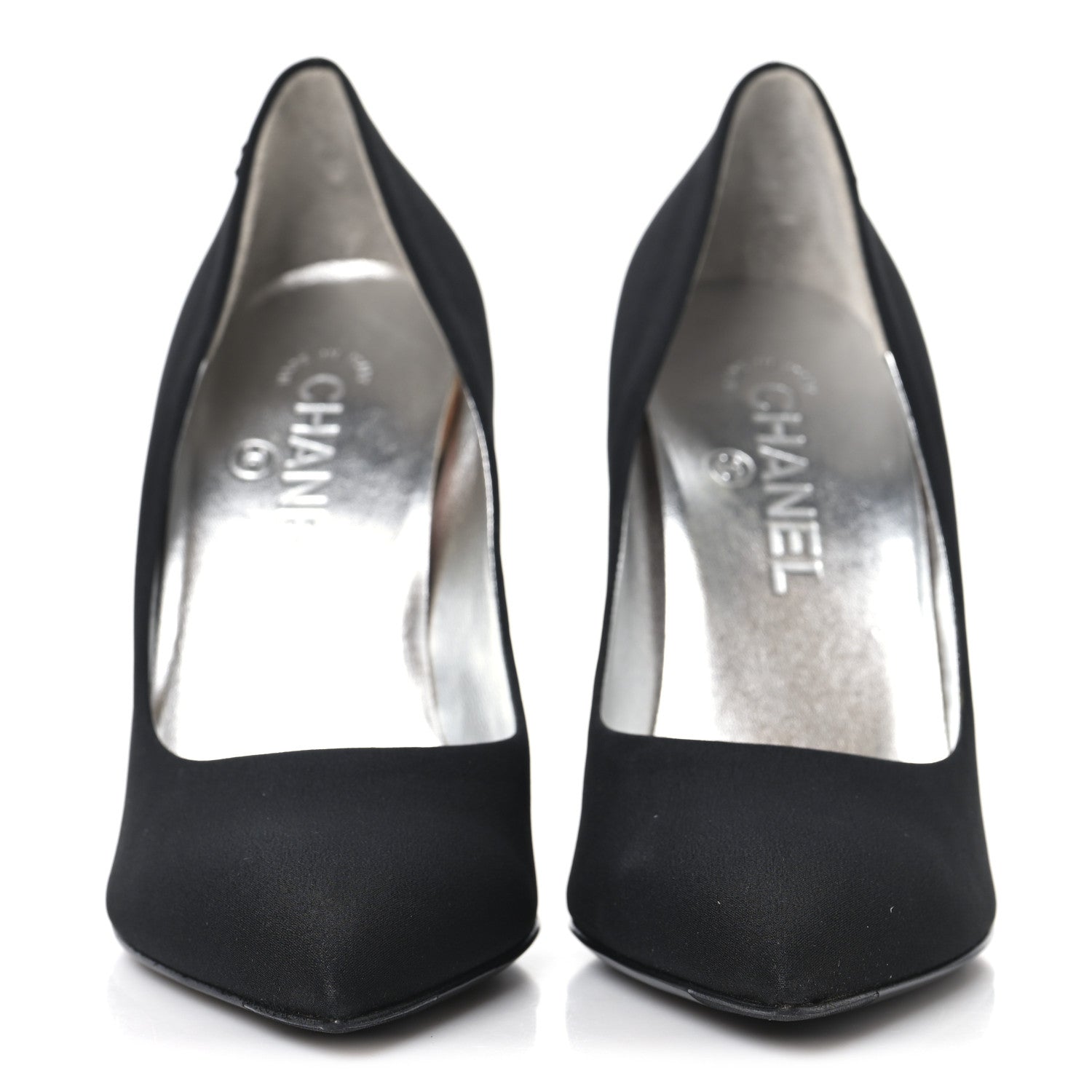 Chanel Silk Crepe CC Pumps 38.5 Black 3 of 10