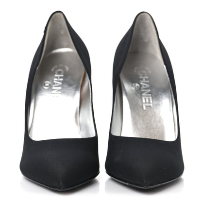 Chanel Silk Crepe CC Pumps 38.5 Black 3 of 10