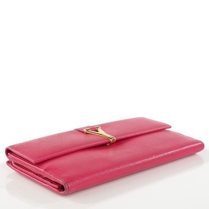 Saint Laurent Textured Calfskin Classic Y Wallet Fuchsia 4 of 7