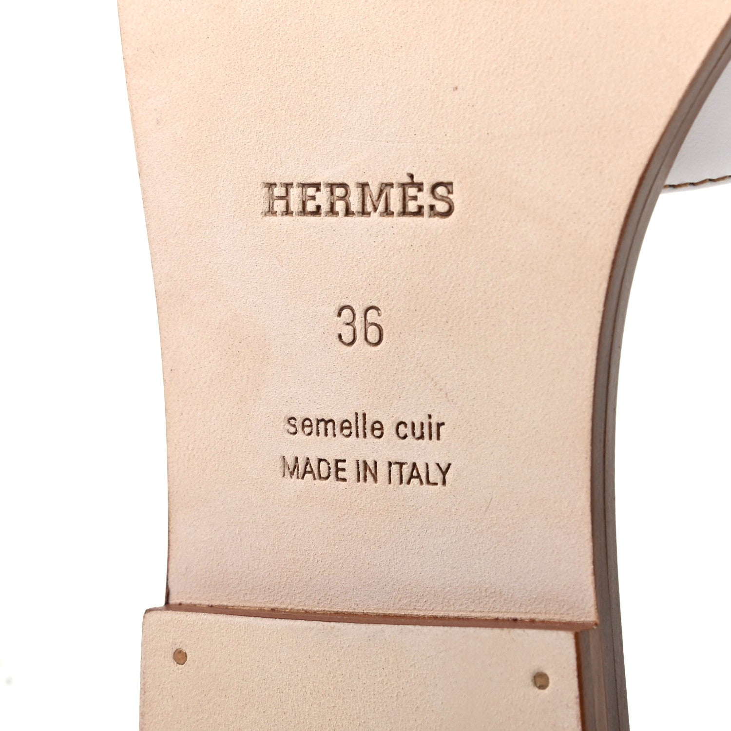 Hermes Box Calfskin Oran Sandals 36 White 6 of 9