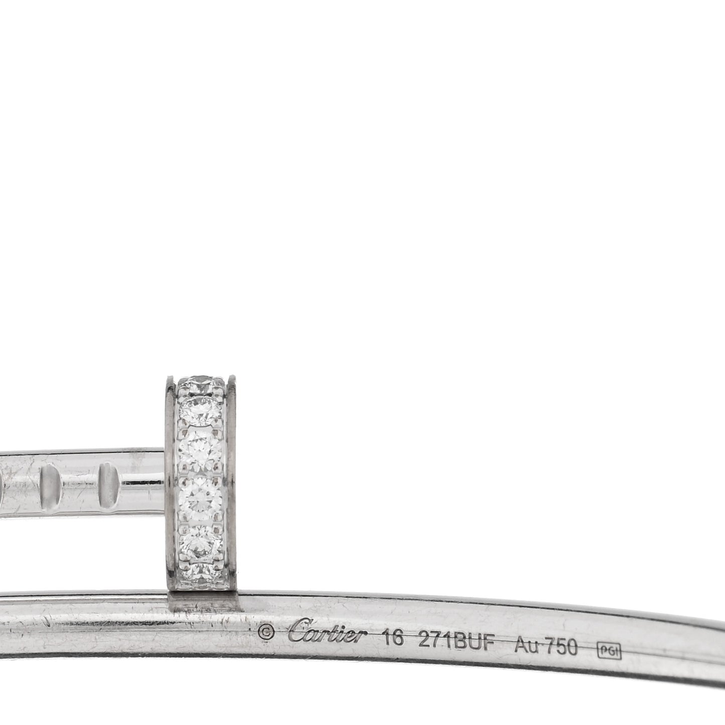 18K White Gold Diamond Small Juste Un Clou Bracelet 16