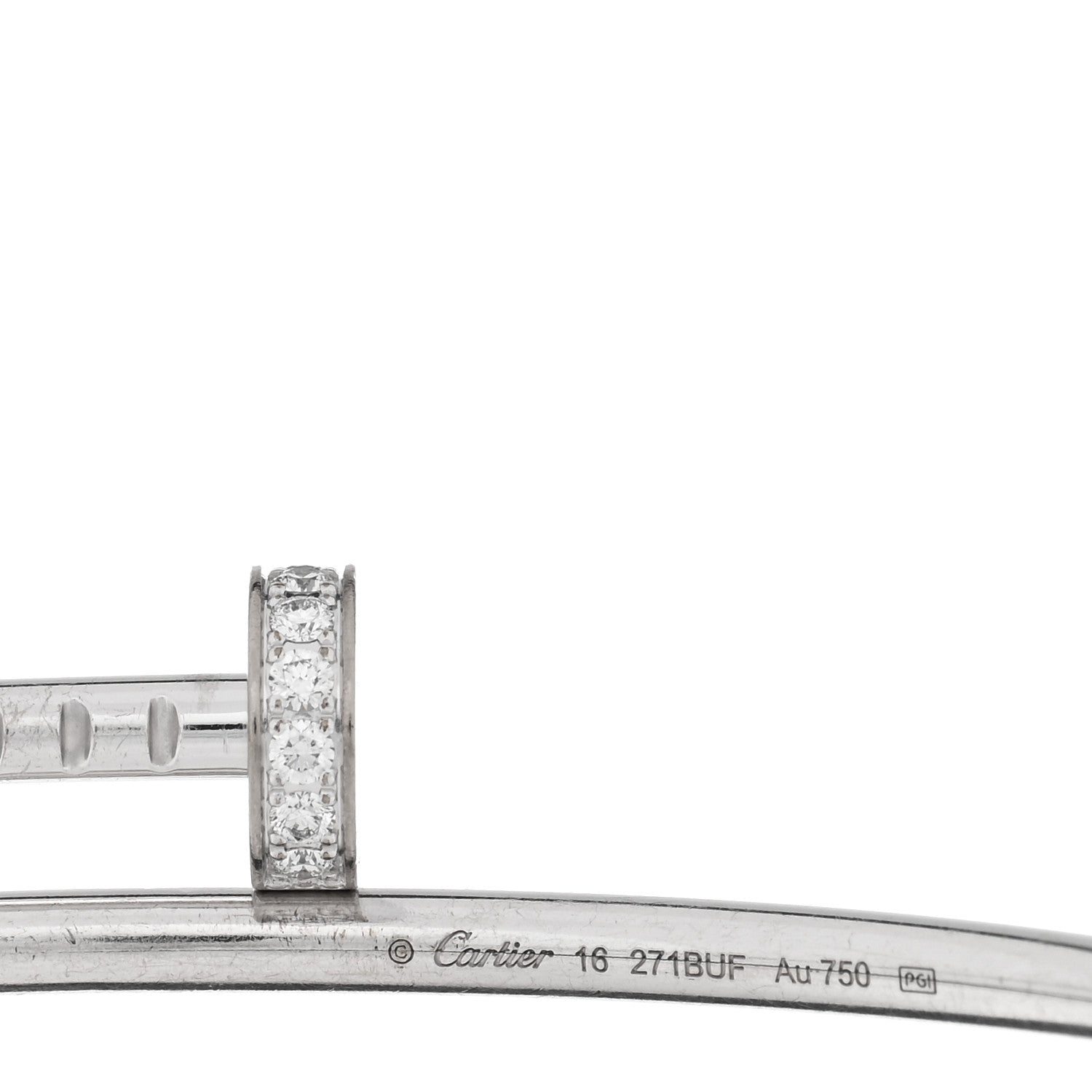 Cartier 18K White Gold Diamond Small Juste Un Clou Bracelet 16 3 of 4
