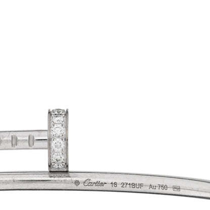 Cartier 18K White Gold Diamond Small Juste Un Clou Bracelet 16 3 of 4