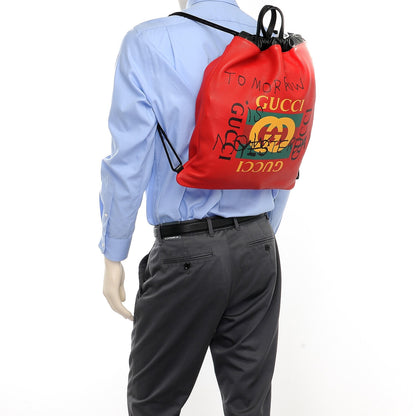 Gucci Calfskin Coco Capitan Logo Drawstring Backpack Hibiscus Red 2 of 7